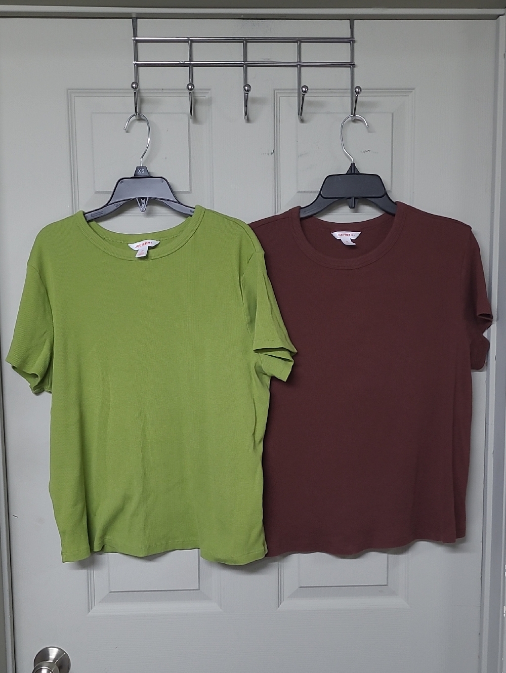 Joe Fresh Two Basic Crewneck Tees - Lime Green & Deep Maroon Size 2X GUC